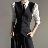 WIAOFELLAS  -  Fashion High-End Party Dance Solid Color Suit Vest Unisex 2025 Spring And Autumn New British Trend Slim Casual Suit Vest Jacket