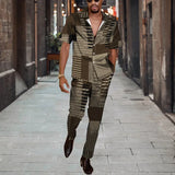 WIAOFELLAS  -  Short Sleeve Shirt Button Tops+Trousers Men 2Pcs Set Suit 3D Chic Harajuku Vintage Printing Summer Hawaii Beach Cardigan Outfits