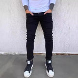 WIAOFELLAS  -  Men Jeans Ankle Length Pants Casual 2025 Newest Men's Denim Jeans Comfort Relaxed Solid Color Loose