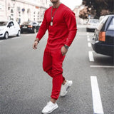 WIAOFELLAS  -  Long Sve Two-Piece Suit for Men Casual Sportswear Spring Season Outerwear Long Pants No Brand Registered Trademark
