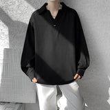 WIAOFELLAS  -  White Long Sleeved Shirt Men Oversized Society Mens Black Dress Shirt Korean Loose Casual Shirt Mens Formal Pullover Shirts