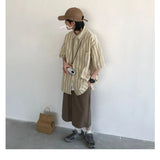 WIAOFELLAS  -  Summer Retro Brown Workwear Seven-Foot Pants Men's Loose Straight Wide Leg West Pants Trendy Casual Trousers