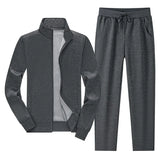 Wiaofellas  -  Men's Tracksuit Autumn Casual Joggers Stand Collar Fleece Sportswear Jackets And Pants 2 Piece Sets Hip Hop Running Sports Suit