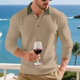 WIAOFELLAS  -  New Autumn Casual Men Polo Shirt Urban Chic Patchwork T-shirts High Quality Long Sleeve Tops Hot Sale All-match Holiday T-shirt
