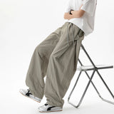 Wiaofellas  -  Ice Silk Joggers Pants Men Trendy Brand Loose Straight Wide-leg Trousers Man Breathable Quick-dry Long Pants Cargo Track Pants