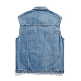 Wiaofellas   -  Spring New Men's Blue Denim Vest Loose Retro Multi-pocket Student Jacket Sleeveless Vest Jacket Brand Men's