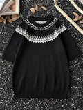 WIAOFELLAS  -  American Retro Knitted Shirt Unisex Short-sleeved Pullover Men's Korean Summer High-end Twisted T-shirt Front Shoulder Sweater