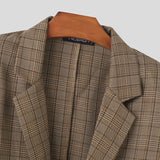 WIAOFELLAS  -  Men Blazer Plaid Lapel Long Sleeve Button Casual Suits Men Streetwear Autumn Fashion Leisure Male Coats S-5XL