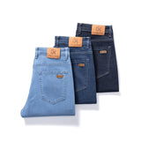 Wiaofellas  -  Spring New Baggy Jeans Men's Classic Solid Casual Fashion Large Pants Men's Clothing Denim Straight Leg Pants