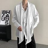 Wiaofellas  -  New Chinese Style Men's Clothing Shirts Organza Male Casual Clothing Round Collar Single Breasted Long Sleeve Summer Trend 