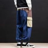 Wiaofellas Men Jeans Patchwork Multi-Pocket Couple  Denim Pants Beggar Style Cargo Pants High Street Casual Male Streetwear