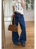 WIAOFELLAS  -  Retro Letter Straight Leg Jeans Fashionable Harajuku Ins Artistic and Popular Trend Baggy Jeans Y2k Coquette Denim Woman Pants