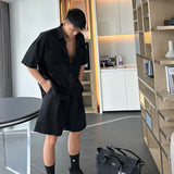 Wiaofellas  -  Summer American Tracksuit High Street Simple Fashionable Shirt Suit Loose Casual Short-sleeved Shorts Comfortable Suit Chic