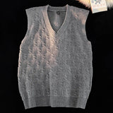 WIAOFELLAS  -  Spring Fall Korean Style Fashion Women Sleeveless Sweater Vest V Neck Knitted Pullover Jumper Top Knitwear Outerwear C140