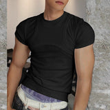 WIAOFELLAS  -  Men T Shirt Solid Color O-neck Short Sleeve Knitted Male Tee Tops Streetwear Summer Fashion Casual Cozy Men Clothing