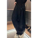 WIAOFELLAS  -  Maillard suede ribbon pants for men's high-end draping and velvet scimitar pants American casual trousers