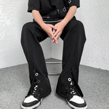 WIAOFELLAS  -  American Vibe Loose Straight Leg Men's Pants Buttoned Trousers Casual Comfortable Workwear for Men Youth And Couples