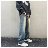 Wiaofellas Real Shot Men's Korean Version of The New Retro Washed Straight Trend All-match Nostalgic Long Pants Casual High Street Jeans