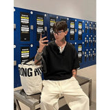 Wiaofellas  -  American Fake Two-piece Henry Neck Old Money Style Short-sleeved T-shirt Loose Niche Design Style Summer New Style