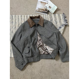 WIAOFELLAS  -  American Retro Plaid Collar Jaet Men's ort Sle Haome High-End Feel Cleanfit Outerwear Autumn Faion Brand Yulin