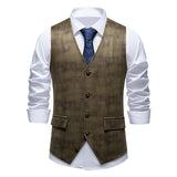 Wiaofellas  -  Autumn Warm Plaid Print Suede Waistcoat Mens Daily Outdoor Slim Fit Single Breasted Tank Tops Male Streetwear Vintage Vests