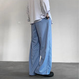 WIAOFELLAS  -  Korean light color vertical stripe pants patchwork checkered trousers couple casual grunge wide leg pants for outerwear