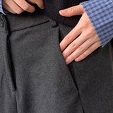 Wiaofellas  -  Autumn Men Wide-legged Suit Pants Luxury High Waist Solid Color Dress Pants Japanese Retro Premium Elegant Woolen Trousers M-3XL