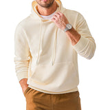 WIAOFELLAS  -  Autumn Men's Clothing Streetwear Leisure Hooded Sweatshirt Casual Retro Solid Long Sleeve Fashion Pullover Hoodie Sportwear