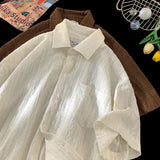 WIAOFELLAS  -  Vintage Hollow Out Short Sleeve Shirt Summer Ice Shirt Hawaiian Style Casual Shirt Hollow Blouses Sun Protection Jacket