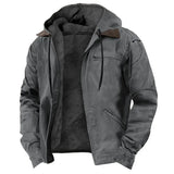 WIAOFELLAS  -  Winter New Men Casual Jackets Hooded Zipper Pocket Fashion Solid Color Fleece Warm Outerwear Male Outdoor Hooded Hoodie Coats