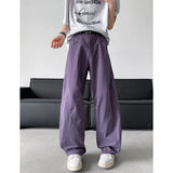 WIAOFELLAS  -  Korean Men's Casual Pants Trendy Solid Color Loose Straight Wide Leg Trousers Y2k Pantalones Hombre Baggy Overall Cargo Pants