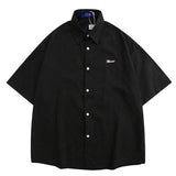 WIAOFELLAS  -  American retro solid color Shirts For Men Summer Button Up Casual Streetwear Male Couple Top Tees Hip Hop Oversize Men Clothing