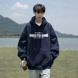 WIAOFELLAS  -  New in Vintage Casual Hooded Sweatshirts For Men Letter Printed Loose Fit Hoodies Autumn Y2K Streetwear Fashion Tracksuit