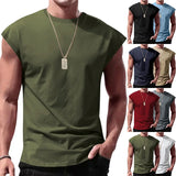 Wiaofellas  -  Loose Casual Sleeveless Vest Men's Summer New Style Thin Pure Color Tank Top Sports Style Polyester Fiber Straight Hem Design