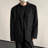WIAOFELLAS  -  Men Blazer Solid Color Lapel Long Sleeve Button Casual Suit Men Streetwear Loose Fashion Leisure Male Thin Coats S-5XL