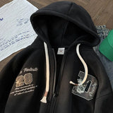 WIAOFELLAS  -  With Hat Hoodies Men Casual Baggy Letter Embroidery Cozy Soft Hooded Outwear Handsome Streetwear Fashion Daily American Style