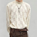 WIAOFELLAS  -  Japanese Half Collar Lace Base Pullovers New Unisex Style Knitted Long Sleeved T-shirt Men Hollowed Out Temperament Thin Sweater