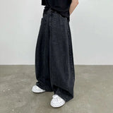 WIAOFELLAS  -  Vintage New Fashion Washed Wide Leg Loose Jean Trousers Spring Summer Men's Solid Color Casual Trendy Denim Pants Male Clothes