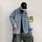 WIAOFELLAS  -  New Style Casual and Lazy Youthful Trend Big Pocket Temperament Denim Jacket Men's Fashionable and Handsome