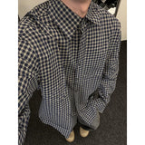 Wiaofellas  -  Men's Plaid irt Long Sve Collared Inner Wear Spring Autumn American Retro id Pattern Cleanfit Jaet Loose Fit