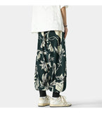 WIAOFELLAS  -  Retro Floral Pattern Harlan Pants Summer Thin Casual Pants for Men Asian Style Large Size Baggy Trousers