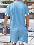 WIAOFELLAS  -  Fashionable Men's Short Sleeve Suit Button Polo Shirt Top Shorts Sports Casual Loose Versatile Two-piece Trendy Set