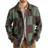 WIAOFELLAS  -  Autumn Winter New Fashion Men's Casual Trendy Turn-down Collar Long Sleeve Single-breasted Loose Plaid Knitted Sweater Coats