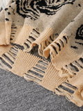 WIAOFELLAS  -  New Popular Street Ripped Abstract Starry Sky Pattern Pullover Ripped Sweater Casual Round Neck Knitted Men's Pullover