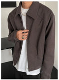 WIAOFELLAS  -   spring short jacket men's smoke purple simple short high-end cleanfit niche lapel solid color jacket