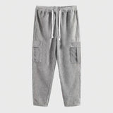 Wiaofellas  -  Autumn Fashion Multi Pockets Corduroy Pants Men Streetwear Casual Solid Color Cargo Pants Stylish Mens Drawstring Lace-up Pants
