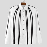 WIAOFELLAS  -  Men Shirt Patchwork Color-block Lapel Long Sleeve Men Clothing Loose Streetwear Fashion Casual Tops Male Shirts S-5XL