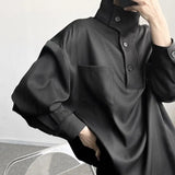 WIAOFELLAS  -  Men's High Neck Shirt Men's Design Sense Niche High-end Sense Hairstylist's Workwe Shirt Inner Layer Layered Wear