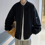 WIAOFELLAS  -  Men's Pocket Zipper Jacket Male Casual Streetwear Loose Hip Hop Slim Fit Solid Color Baseball Coats Men Clothing A04