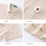 WIAOFELLAS  -  Retro Vertical Stripe Short Sleeve Shirt For Men Loose Versatile Casual Summer Floral Solid Color Shirts Tees Tops Men Clothing